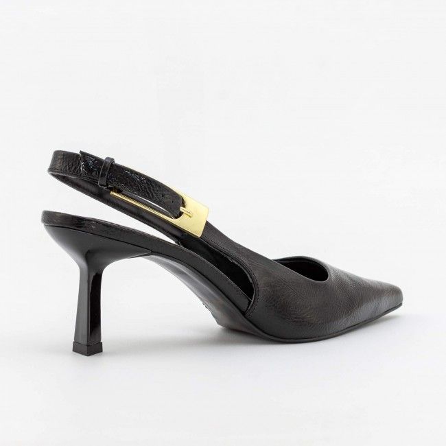 Slingback com Fivela e Salto Geométrico Preto Slingback com Fivela e Salto Geométrico Preto