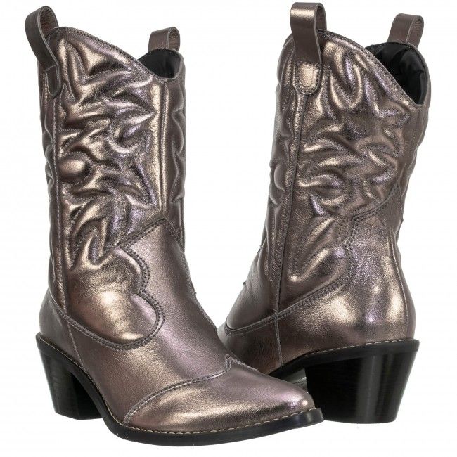 Bota Western Bordada Cano Longo Chumbo