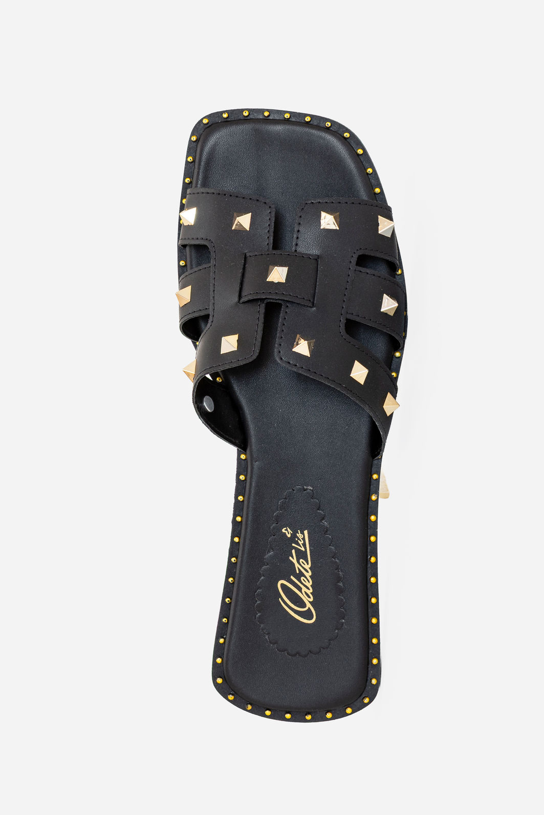 Rasteira H com Spikes Preta Rasteira H com Spikes Preta
