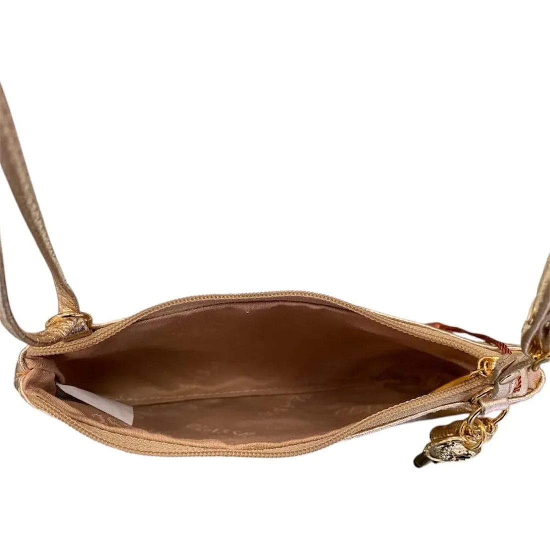 Bolsa em Couro com Enfeite Pequena Ouro Bolsa em Couro com Enfeite Pequena Ouro