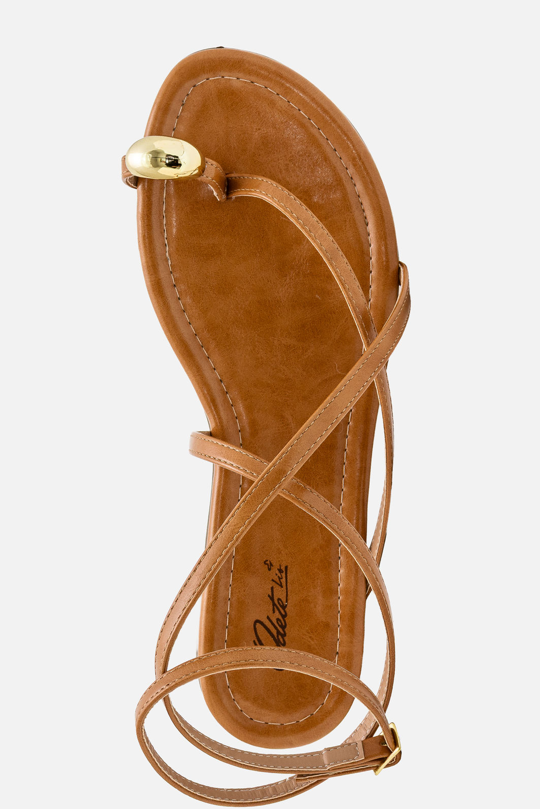 Rasteira com Dedão e Tornozeleira Caramelo