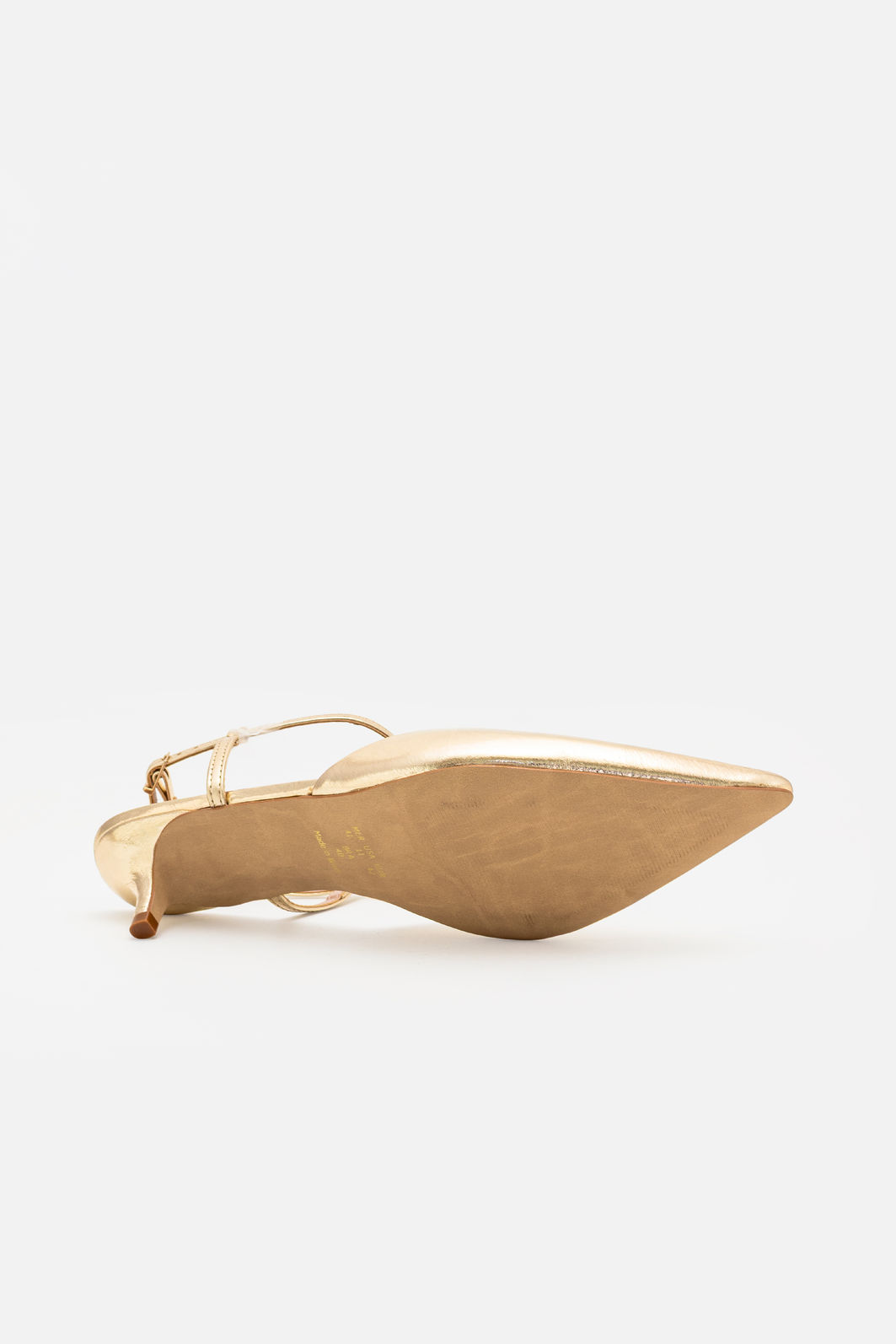 Slingback Elegante em Couro com Salto Fino Ouro Slingback Elegante em Couro com Salto Fino Ouro