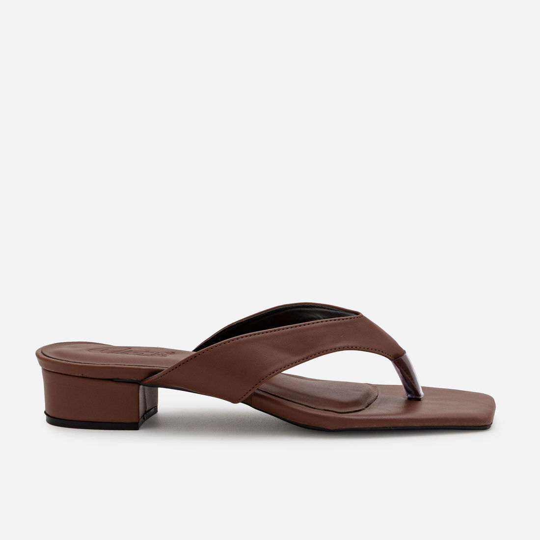 Mule De Dedo com Salto Bloco Baixo Marrom Mule De Dedo com Salto Bloco Baixo Marrom