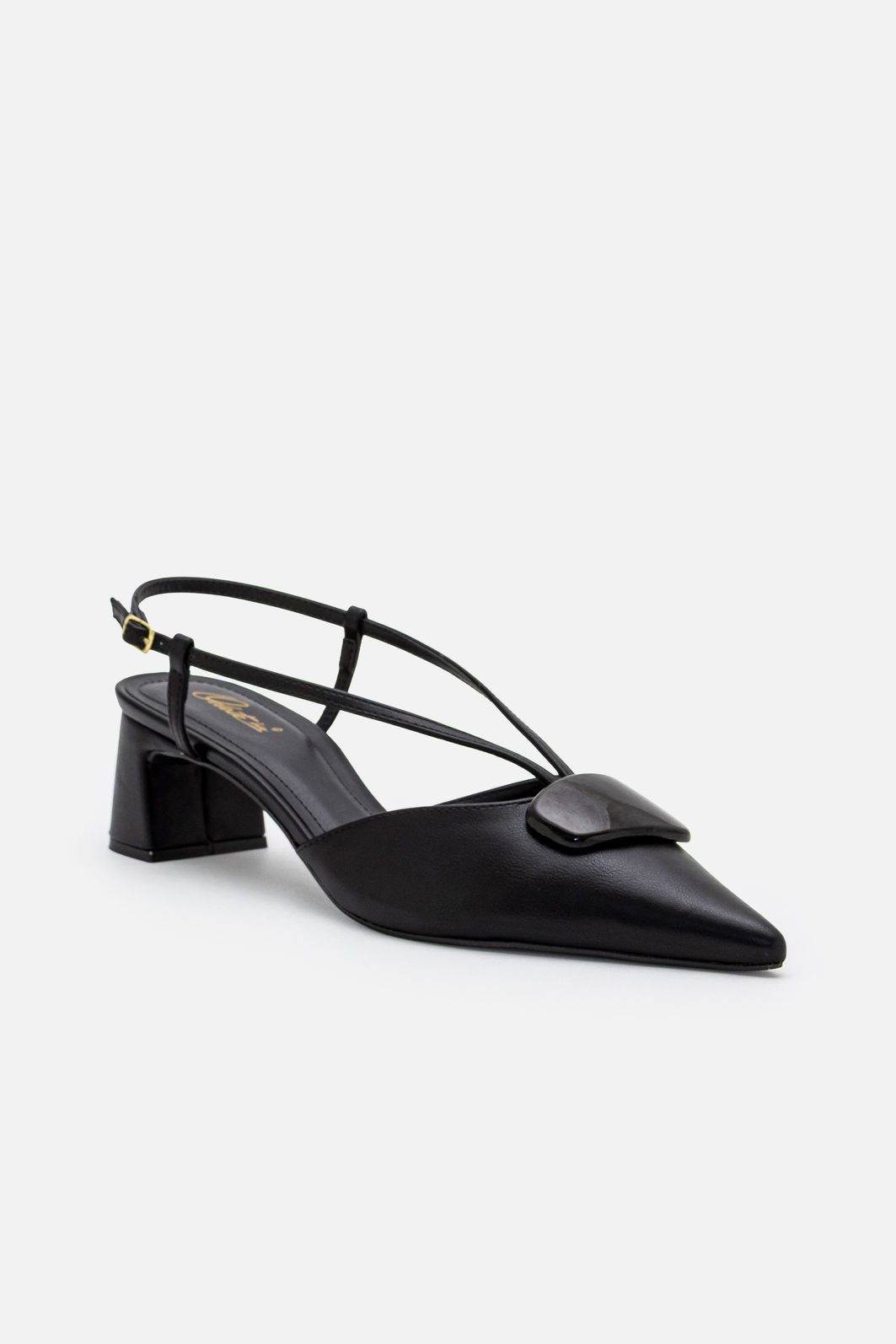 Chanel Com Salto Bloco e Enfeite Preto Chanel Com Salto Bloco e Enfeite Preto