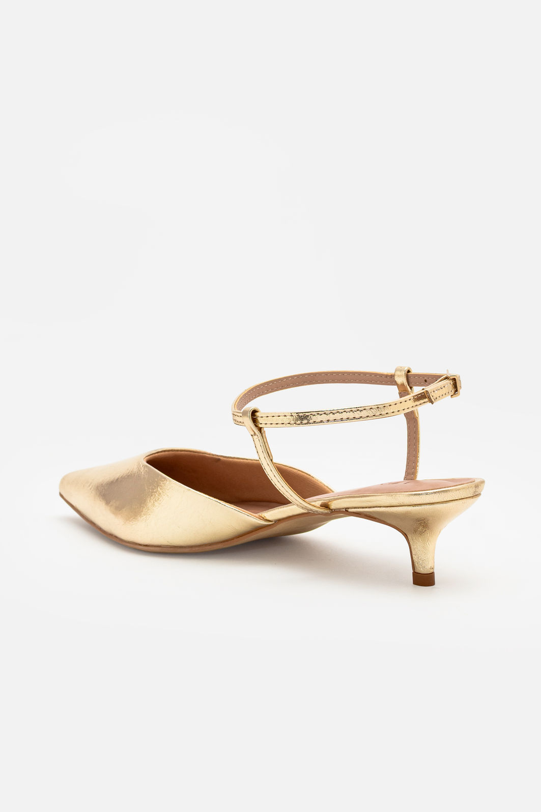 Slingback Elegante em Couro com Salto Fino Ouro Slingback Elegante em Couro com Salto Fino Ouro