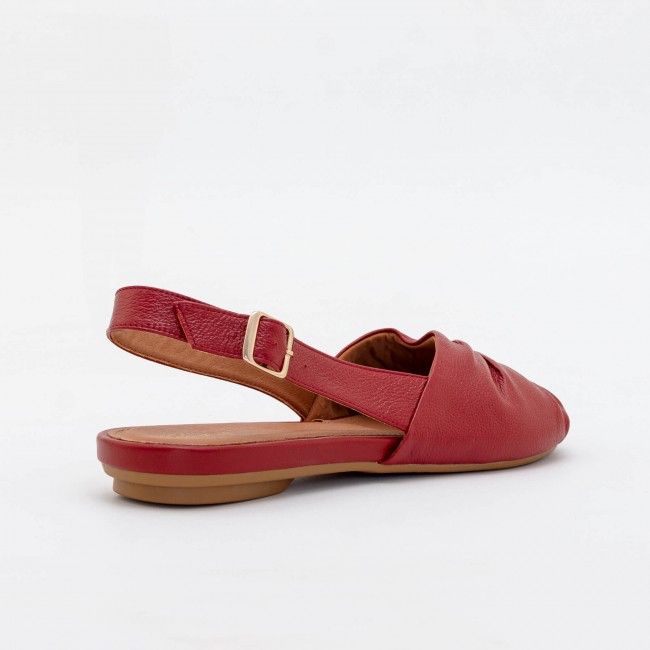 Rasteira Confortável em Couro Vermelha Rasteira Confortável em Couro Vermelha