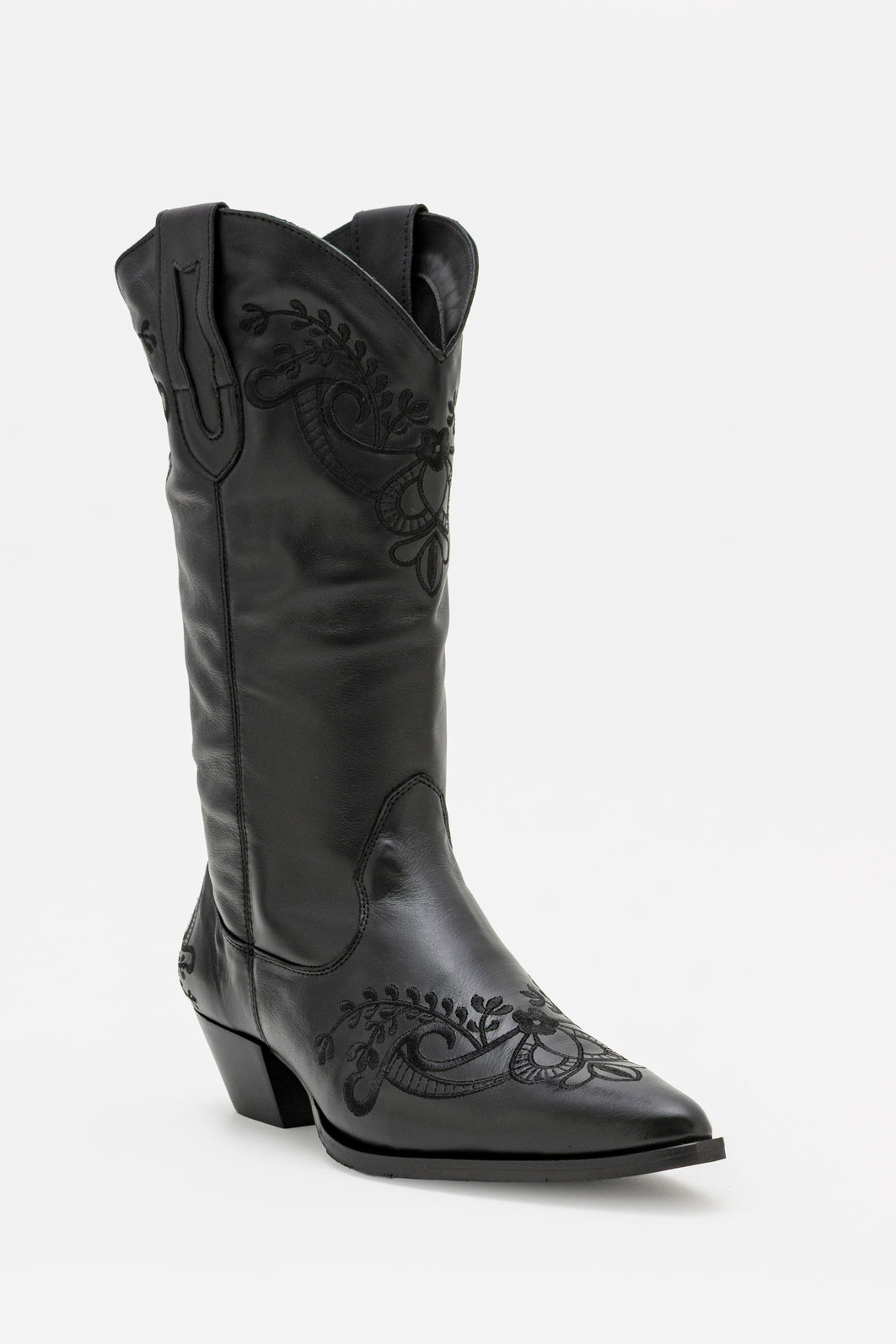 Bota Western em Couro com Bordados Preto Bota Western em Couro com Bordados Preto