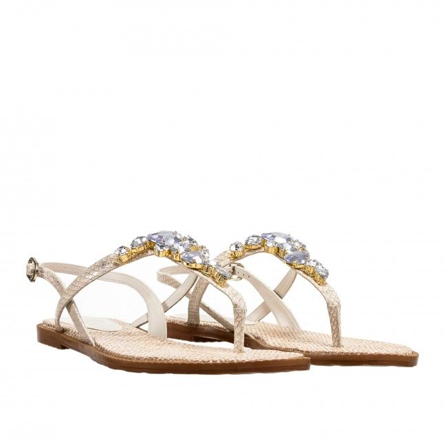 Rasteira Coração em Pedraria Off White