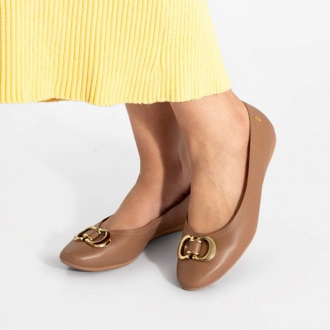 Sapatilha Delicada e Confortável em Couro Usaflex Castor