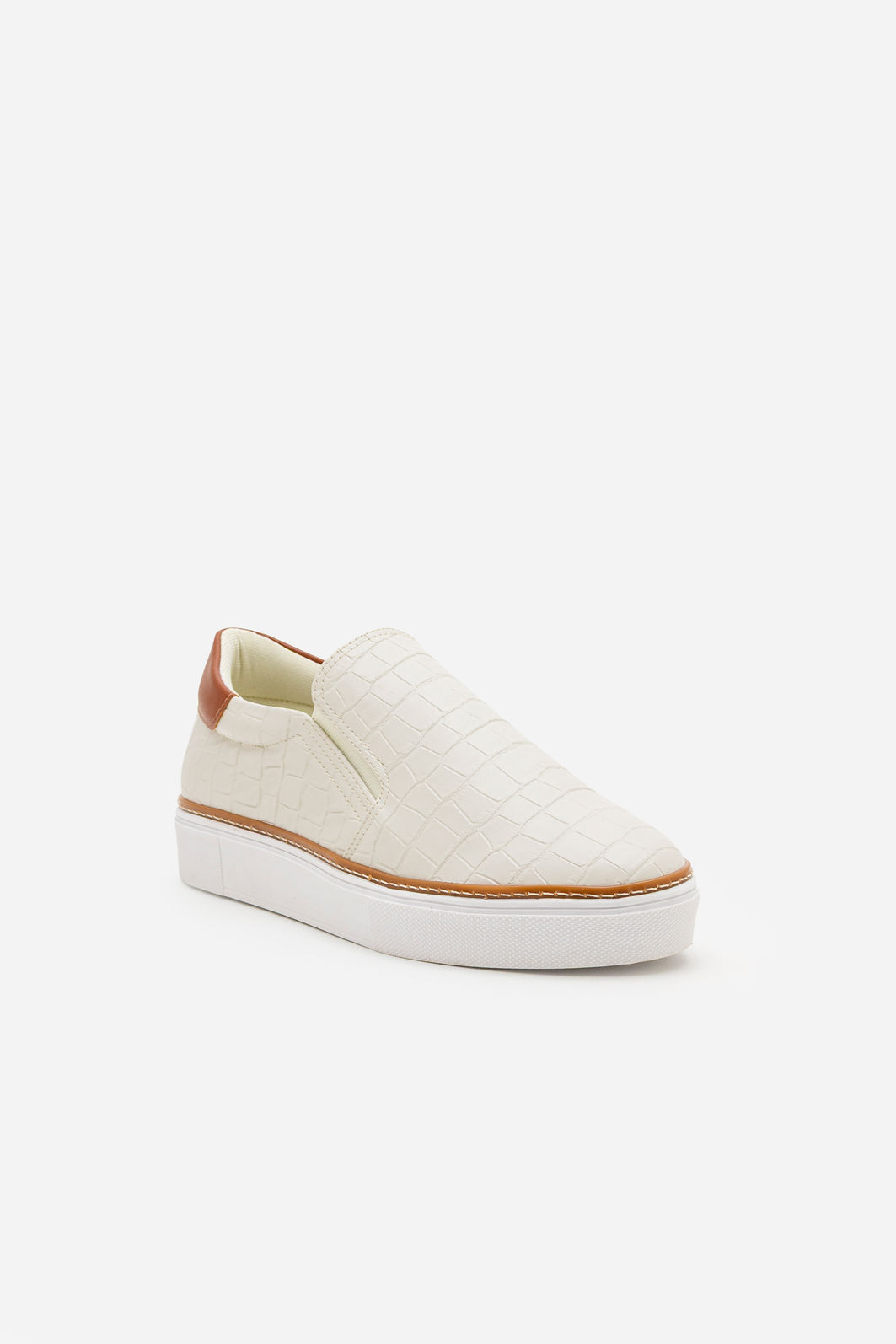 Tênis Slip On em Croco Off White Tênis Slip On em Croco Off White