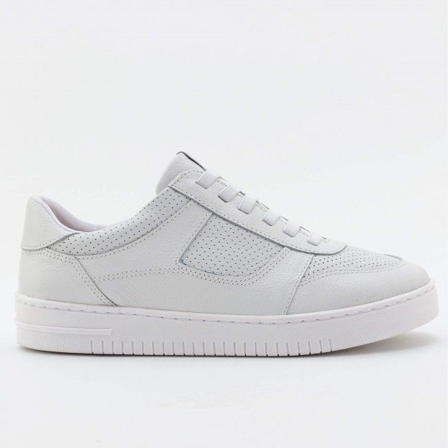 Tênis com Recortes em Couro Branco Tênis com Recortes em Couro Branco