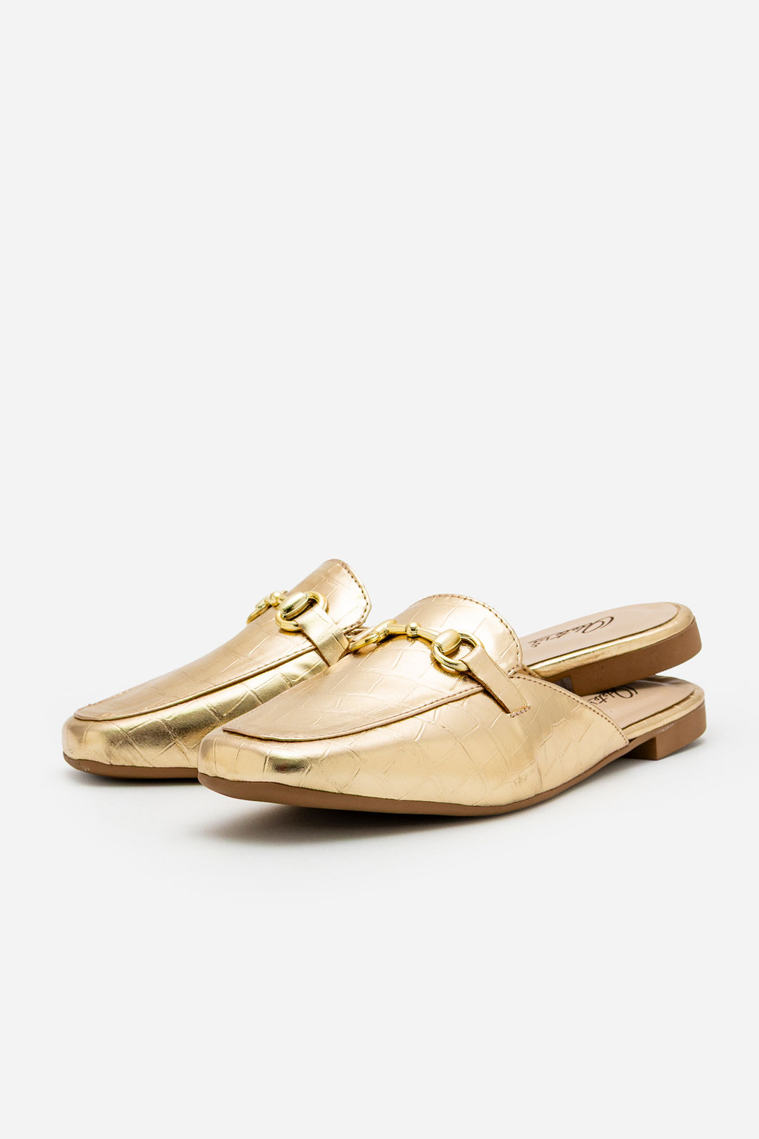 Mule em Croco com Horsebit Champagne