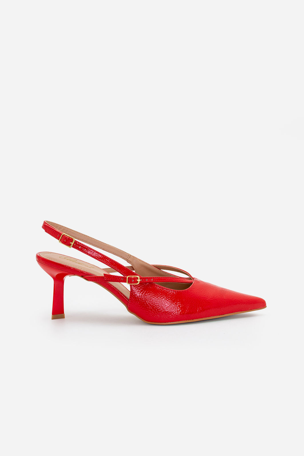 Slingback com Salto Geométrico Vermelho Slingback com Salto Geométrico Vermelho
