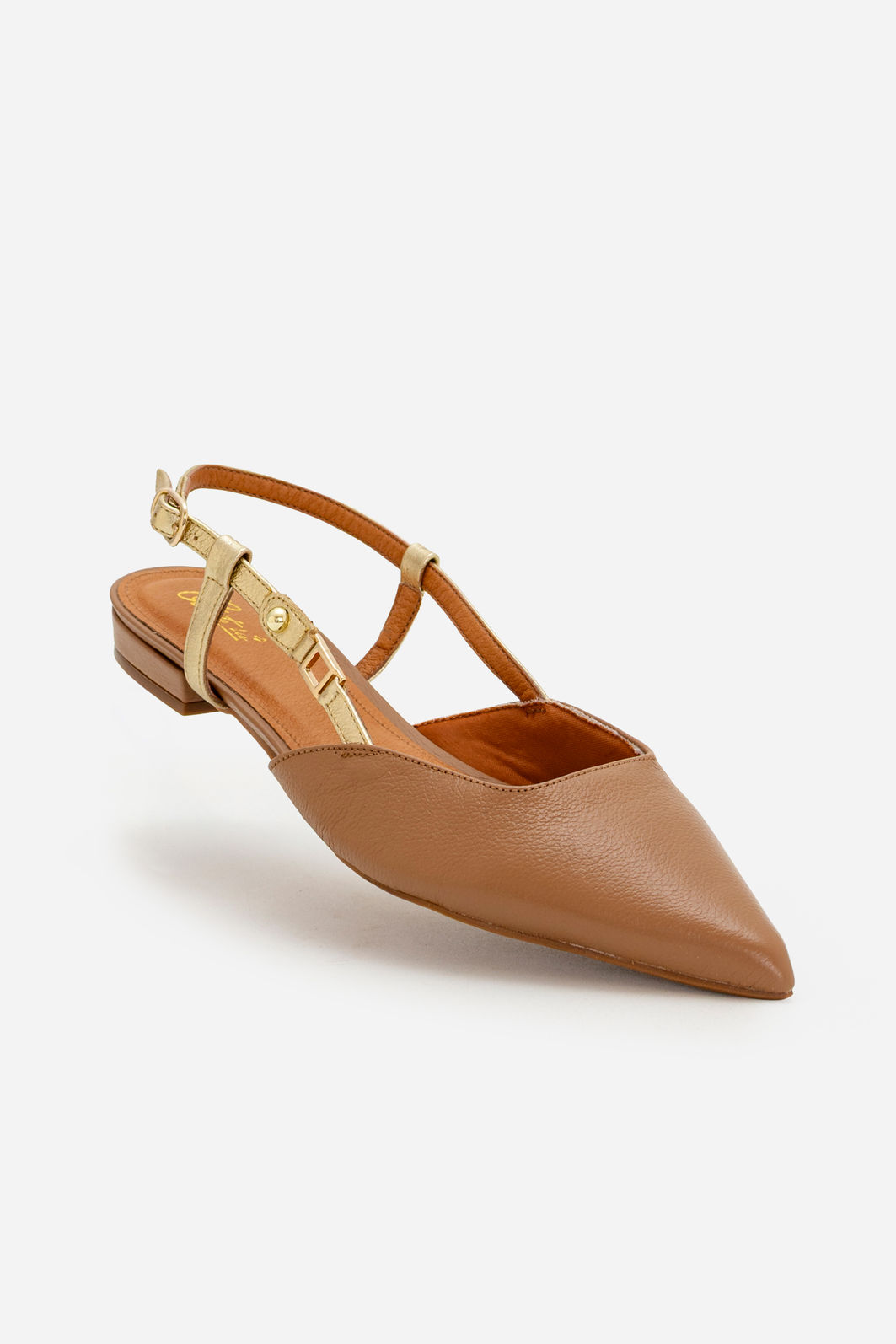 Slingback Elegante em Couro Caramelo Slingback Elegante em Couro Caramelo