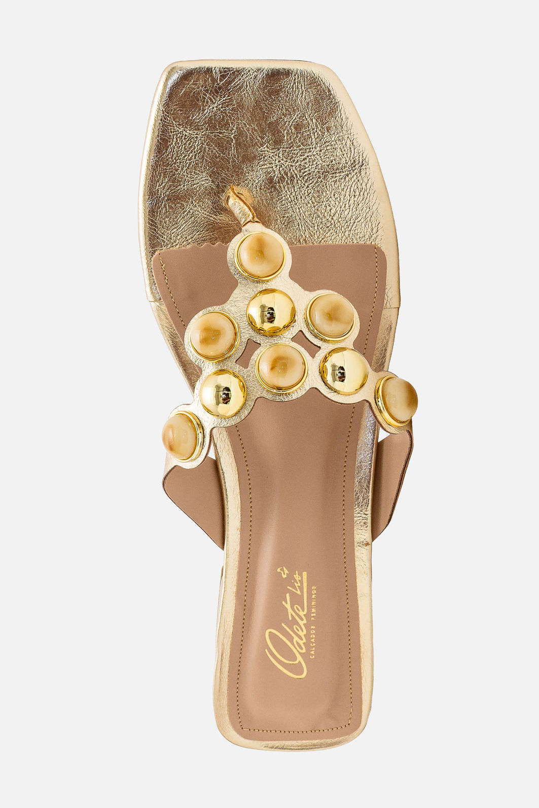 Mule de Dedo com Pedras e Enfeites Metálicos Ouro Mule de Dedo com Pedras e Enfeites Metálicos Ouro