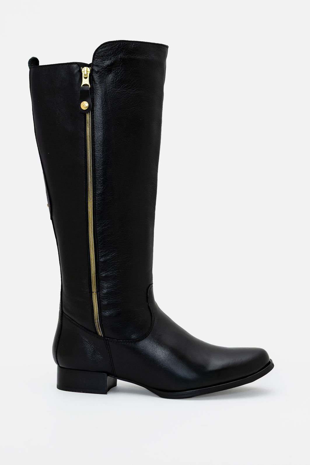 Bota Montaria com Extensor em Couro Preta