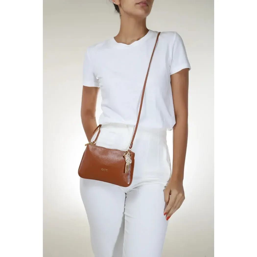 Bolsa em Couro com Enfeite Pequena Caramelo Bolsa em Couro com Enfeite Pequena Caramelo