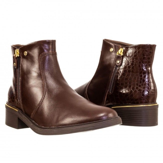 Bota Cano Curto com Zíper Lateral Confortflex Café