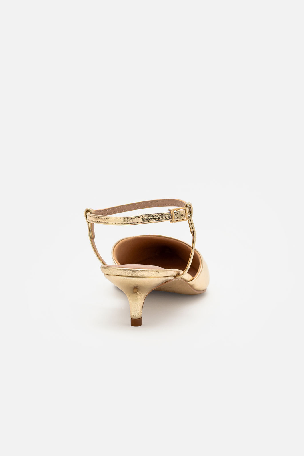 Slingback Elegante em Couro com Salto Fino Ouro Slingback Elegante em Couro com Salto Fino Ouro