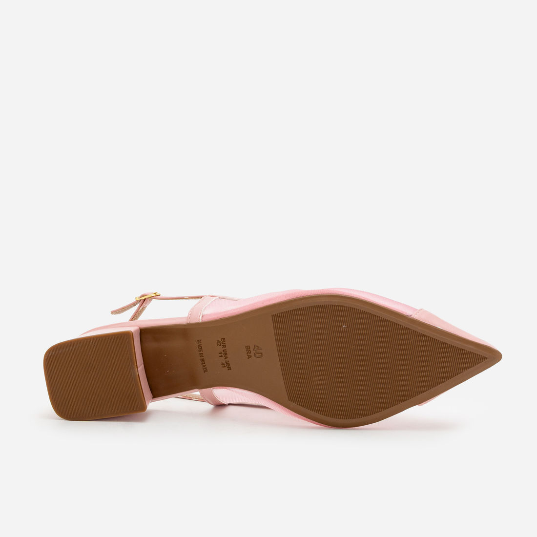 Slingback em Tela com Salto Baixo Rosa Claro Slingback em Tela com Salto Baixo Rosa Claro