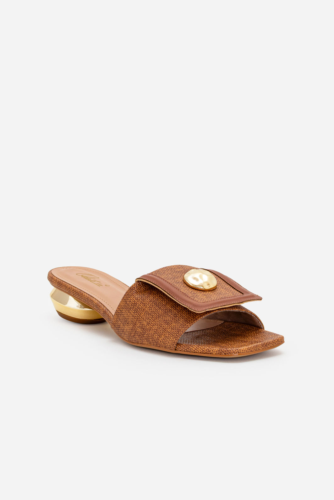 Mule com Pala e Salto Cromado Caramelo Mule com Pala e Salto Cromado Caramelo