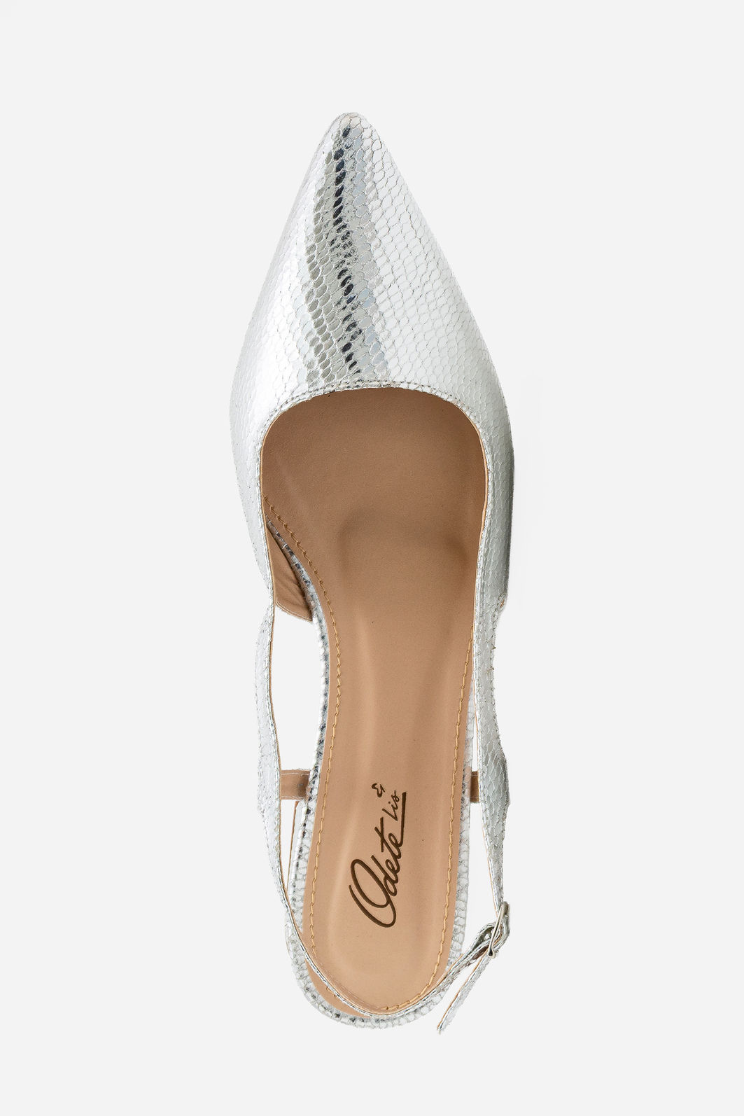 Slingback Texturizado com Salto Baixo Prata Slingback Texturizado com Salto Baixo Prata