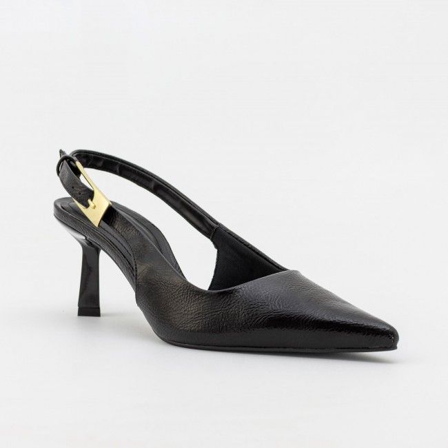 Slingback com Fivela e Salto Geométrico Preto Slingback com Fivela e Salto Geométrico Preto