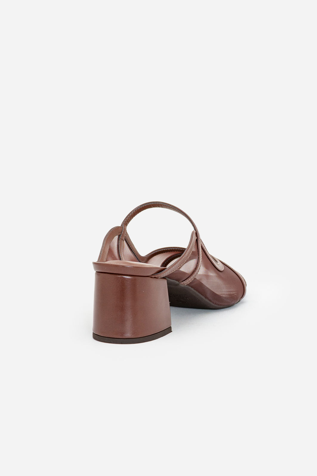 Mule com Tela e Salto Bloco Moderno Marrom Mule com Tela e Salto Bloco Moderno Marrom