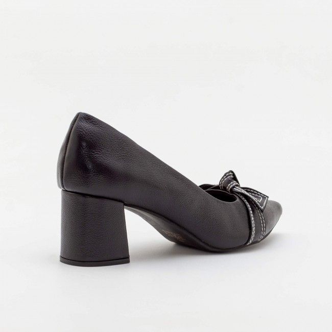 Scarpin Laço com Pesponto em Couro Preto Scarpin Laço com Pesponto em Couro Preto