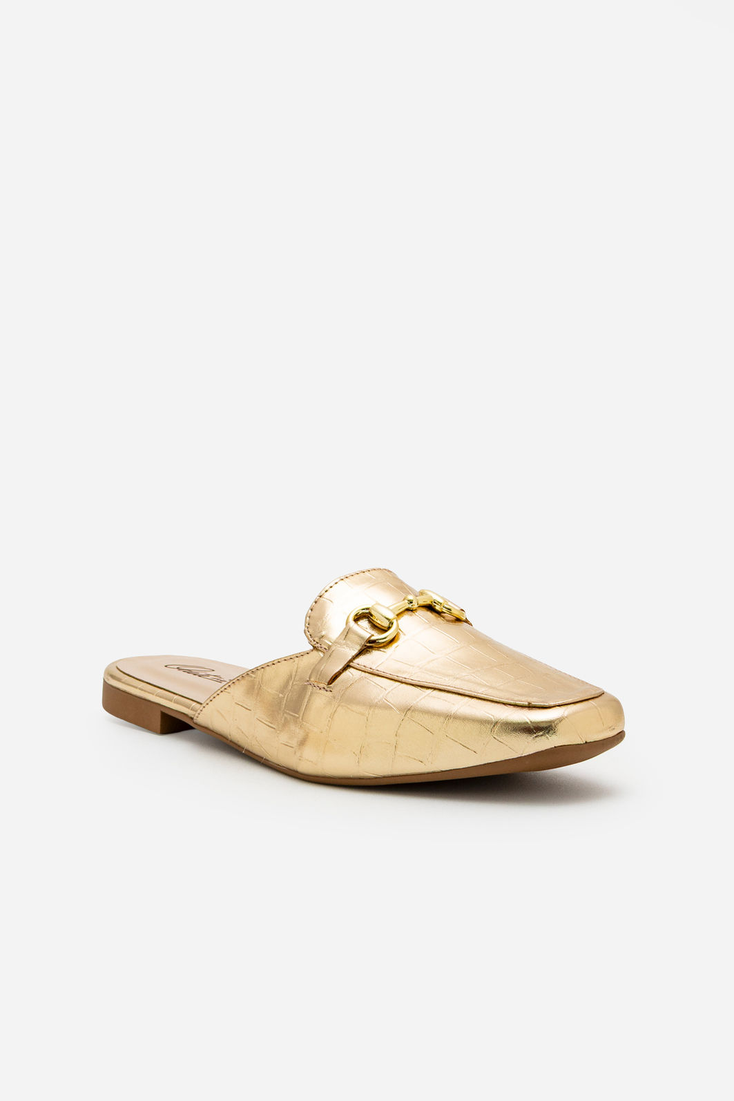 Mule em Croco com Horsebit Champagne