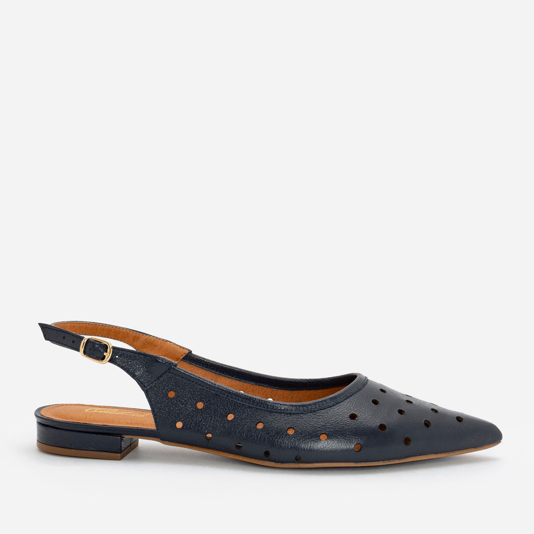 Slingback em Couro Delicado Marinho Slingback em Couro Delicado Marinho