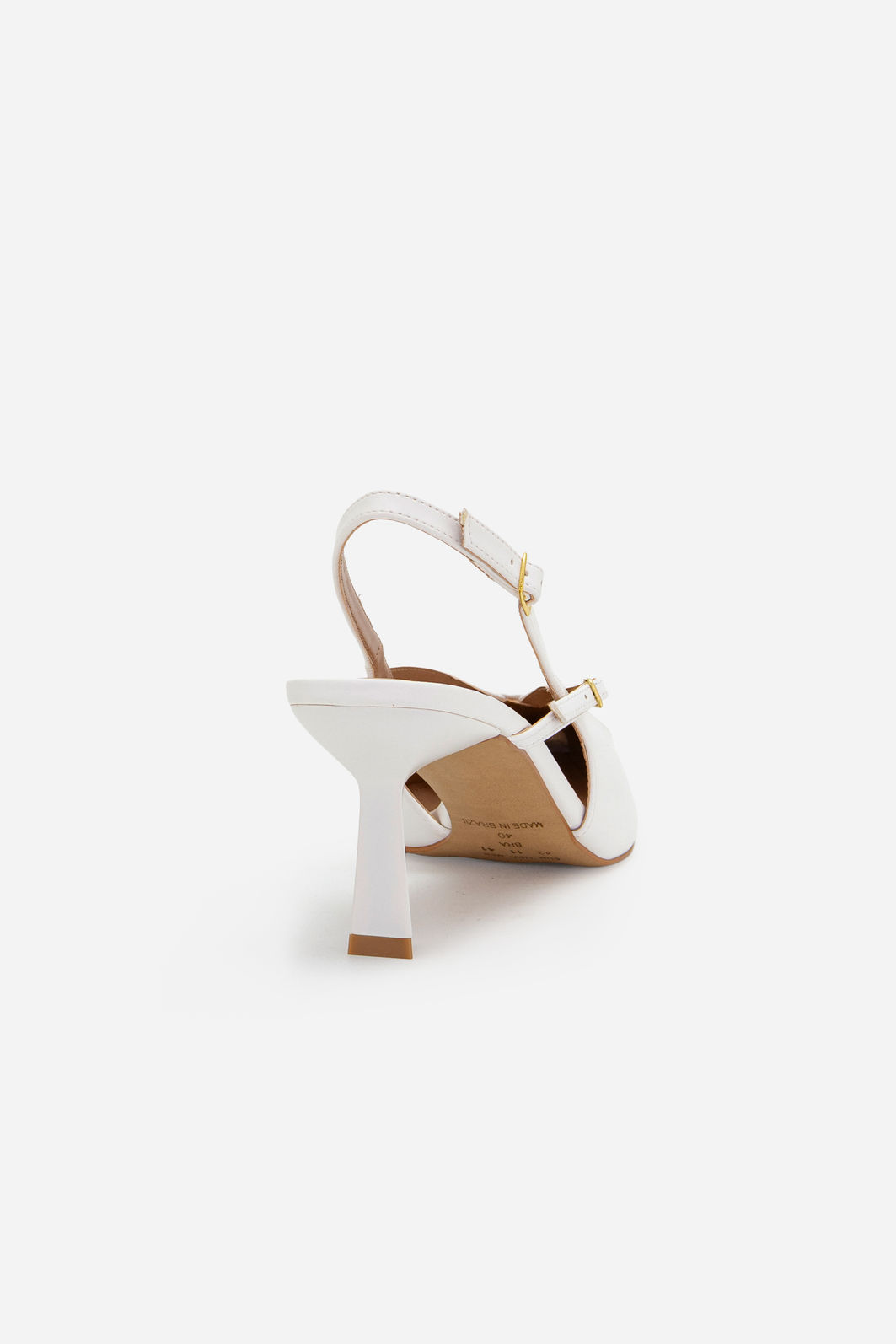 Slingback com Salto Geométrico Branco Slingback com Salto Geométrico Branco