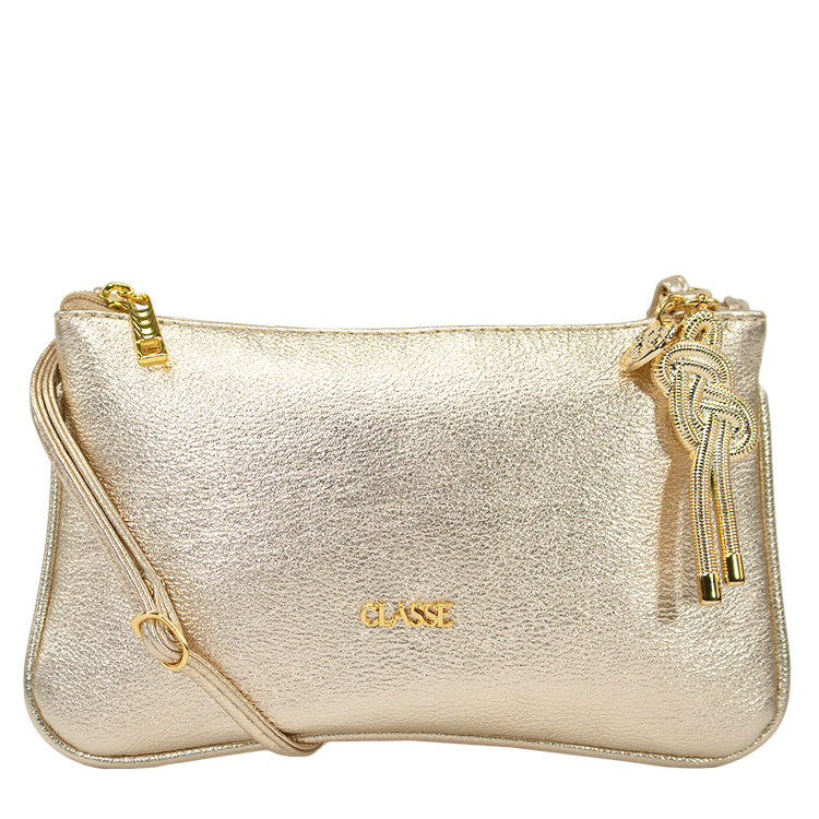 Bolsa em Couro com Enfeite Pequena Ouro Bolsa em Couro com Enfeite Pequena Ouro