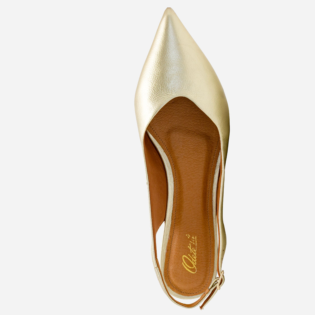 Slingback em Couro Champagne Slingback em Couro Champagne