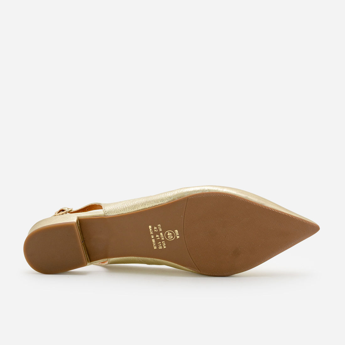 Slingback em Couro Champagne Slingback em Couro Champagne