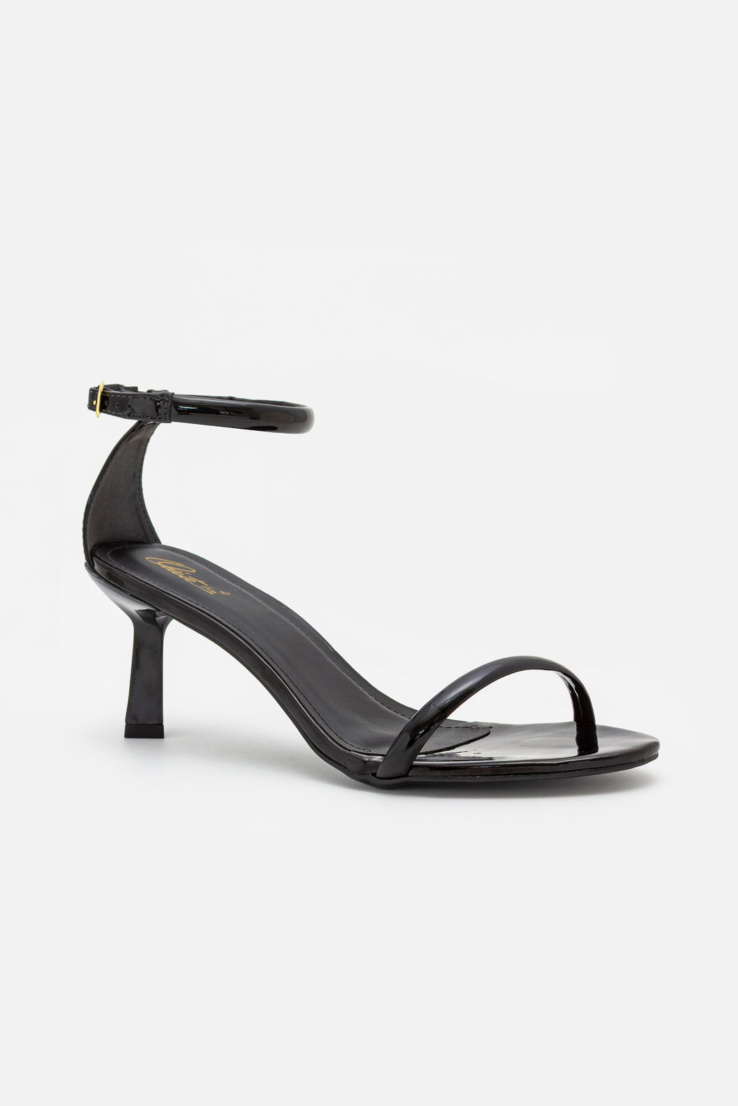 Sandália Delicada com Tira Fina com Salto Geométrico Preto Sandália Delicada com Tira Fina com Salto Geométrico Preto