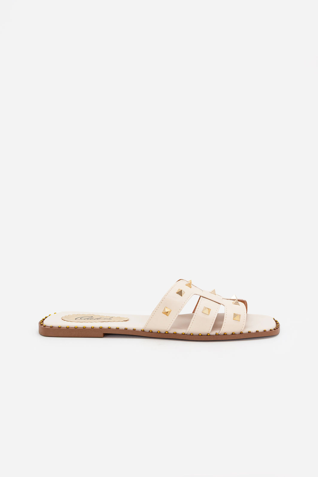 Rasteira H com Spikes Off White Rasteira H com Spikes Off White