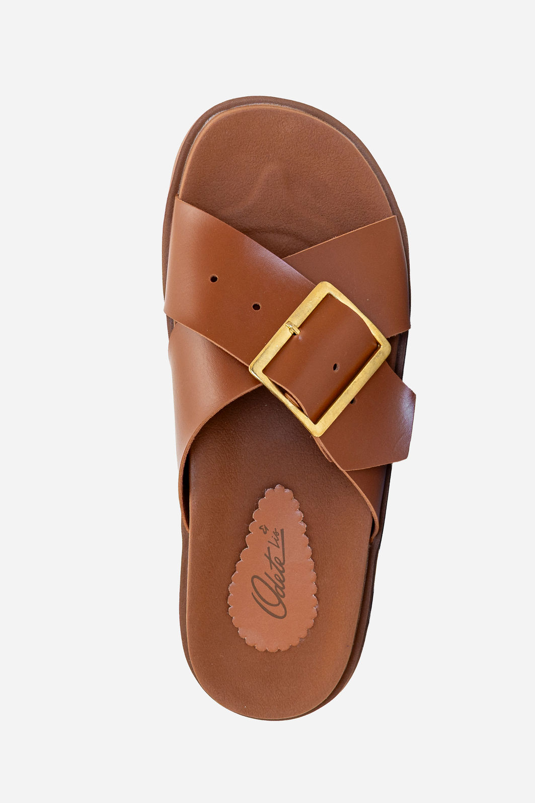 Papete com Tiras Cruzadas e Maxi Fivela Caramelo Papete com Tiras Cruzadas e Maxi Fivela Caramelo
