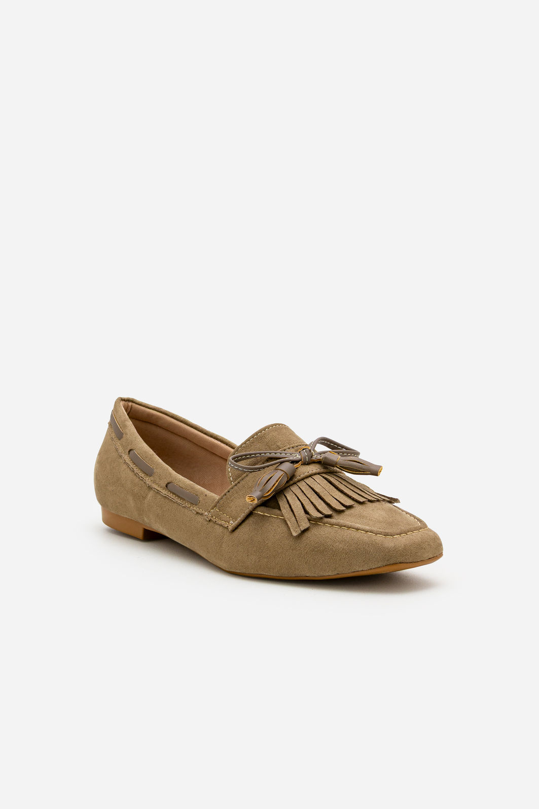 Mocassim em Camurça com Franja Taupe Mocassim em Camurça com Franja Taupe