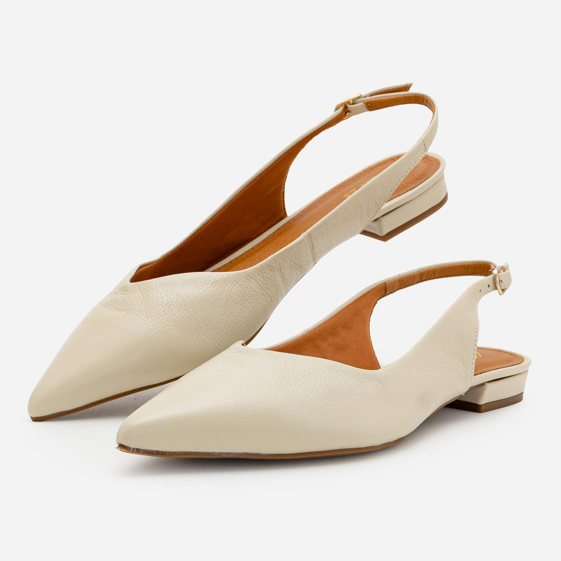 Slingback em Couro Off White Slingback em Couro Off White