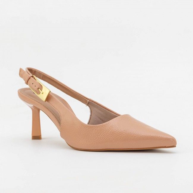 Slingback com Fivela e Salto Geométrico Amêndoa Slingback com Fivela e Salto Geométrico Amêndoa