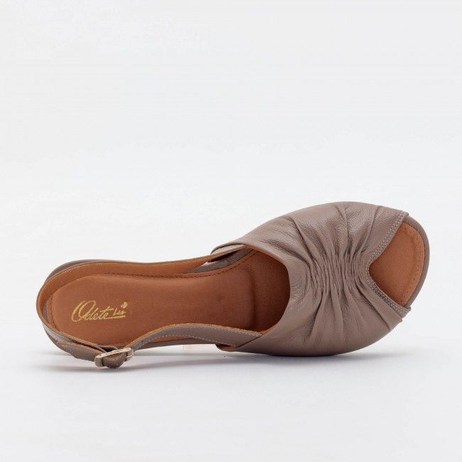 Rasteira Confortável em Couro Taupe