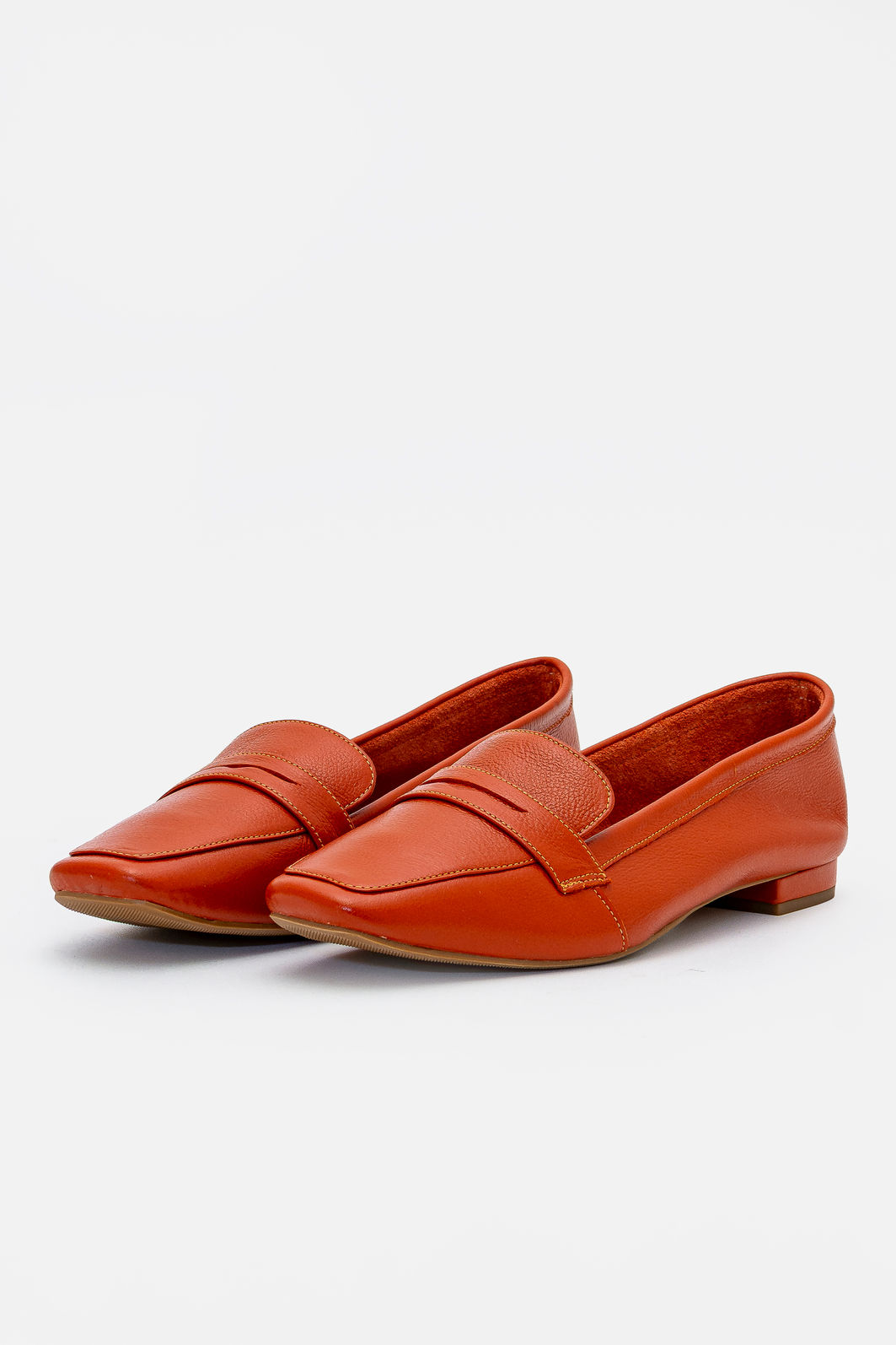 Mocassim Elegante em Couro Laranja Mocassim Elegante em Couro Laranja