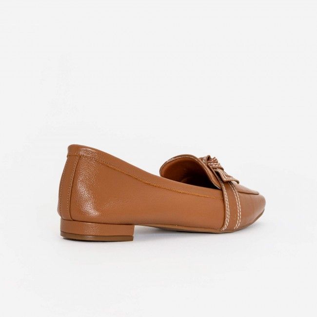 Mocassim em Couro com Lacinho Delicado Caramelo Mocassim em Couro com Lacinho Delicado Caramelo