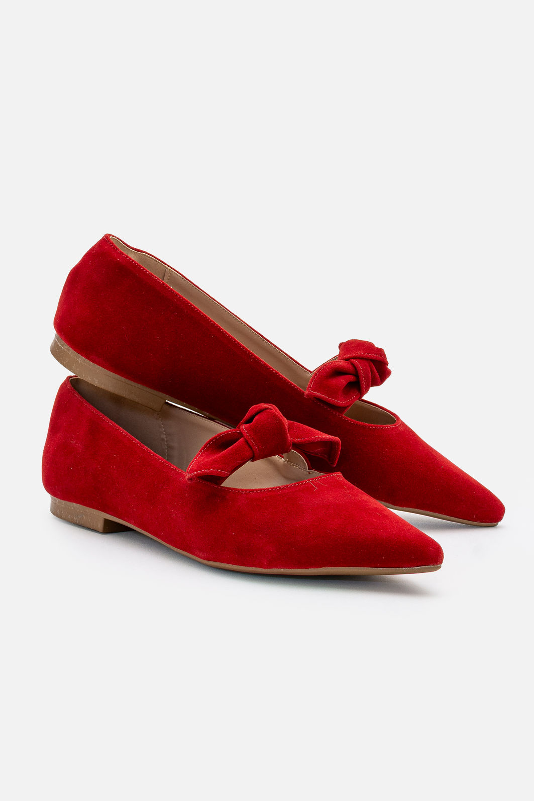 Sapatilha em Camurça com Laço Delicada Vermelha Sapatilha em Camurça com Laço Delicada Vermelha