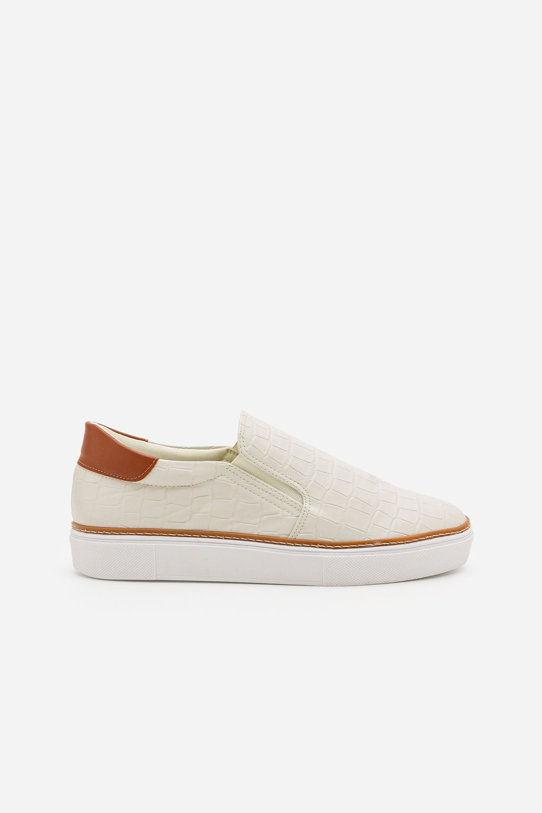 Tênis Slip On em Croco Off White Tênis Slip On em Croco Off White