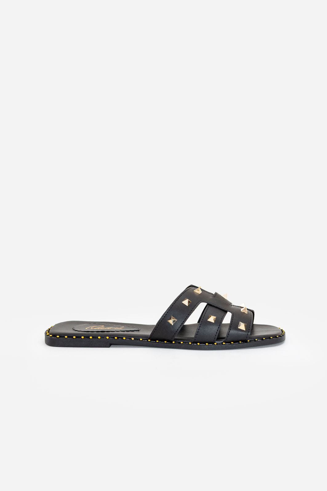 Rasteira H com Spikes Preta Rasteira H com Spikes Preta