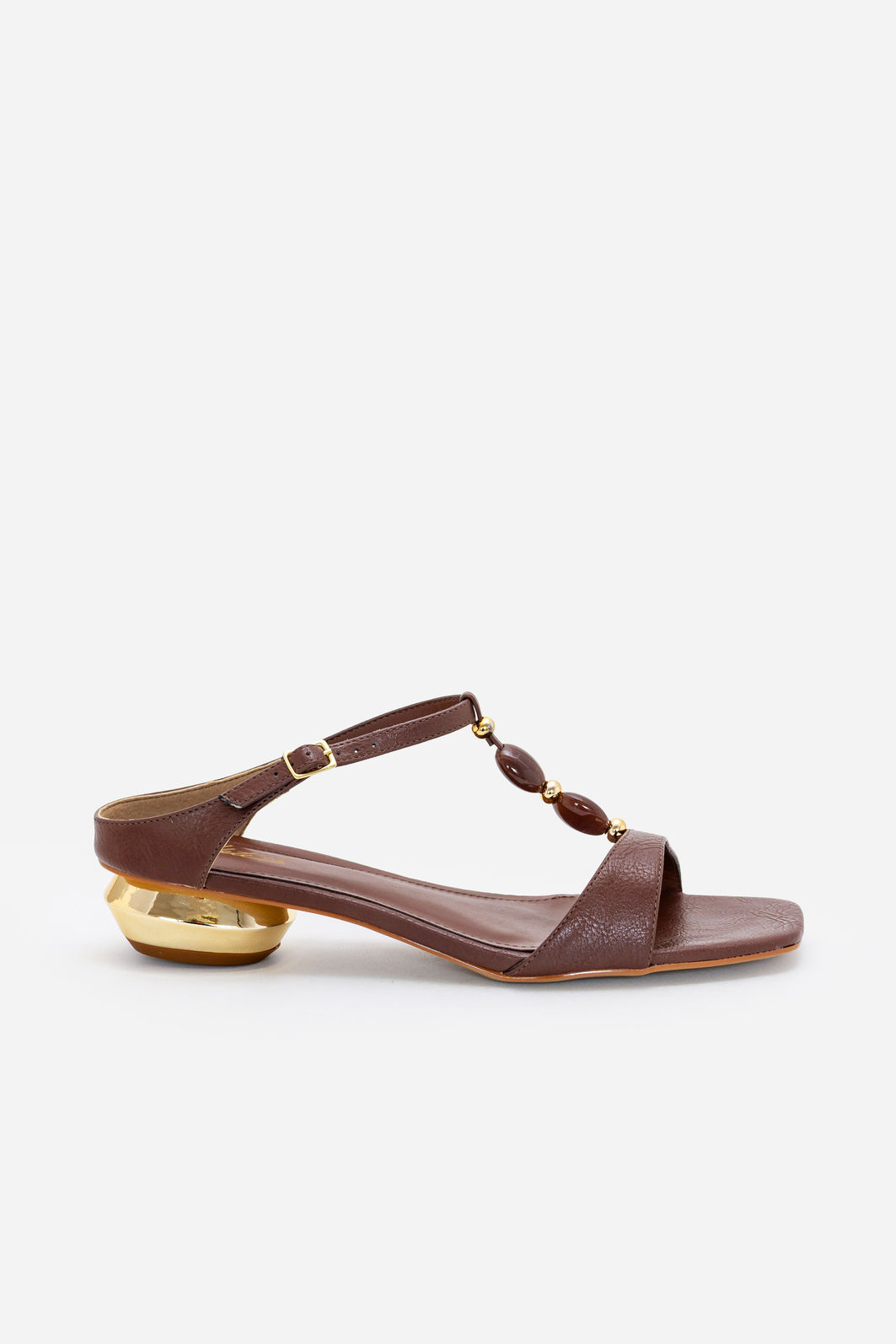 Mule com Pedras e Salto Cromado Marrom Mule com Pedras e Salto Cromado Marrom