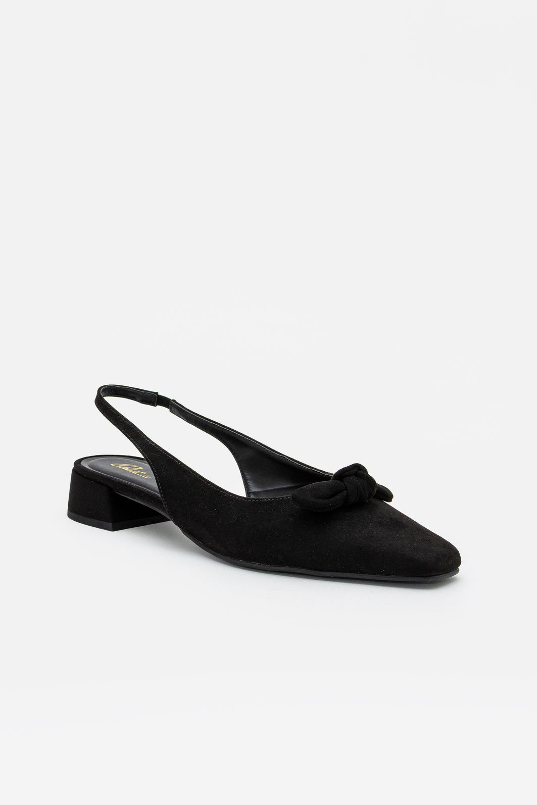Slingback em Camurça com Laço Delicado Preto Slingback em Camurça com Laço Delicado Preto
