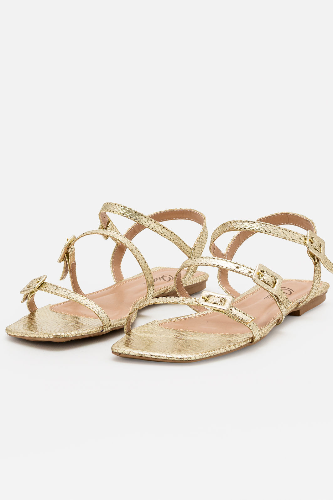 Rasteira Delicada com Fivelas que Regulam Ouro Rasteira Delicada com Fivelas que Regulam Ouro